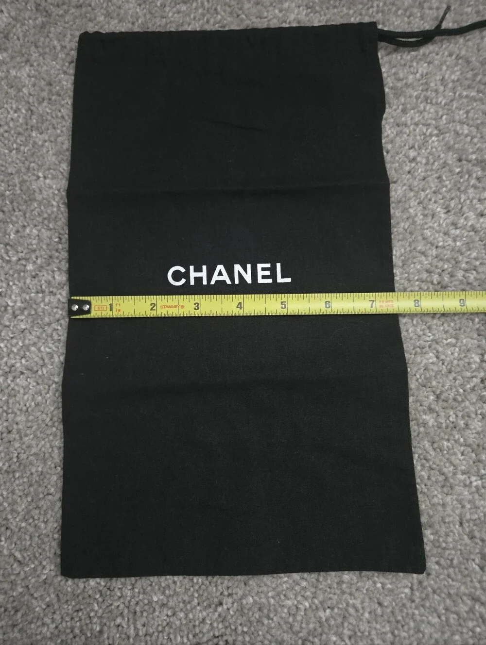 CHANEL Black Dust Bag with White Logo